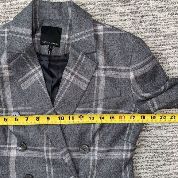 NWT Marissa Webb Perrie Steel Plaid Double Breasted Blazer Small - Picture 12 of 16